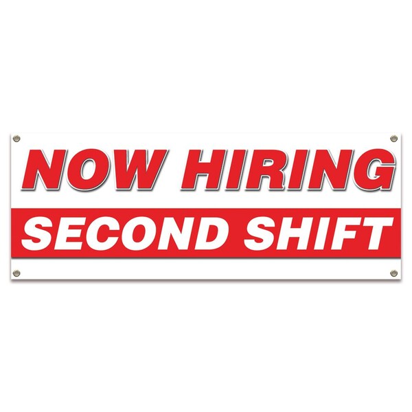 Now Hiring Second Shift Banner Apply Inside Accepting Application Single Sided